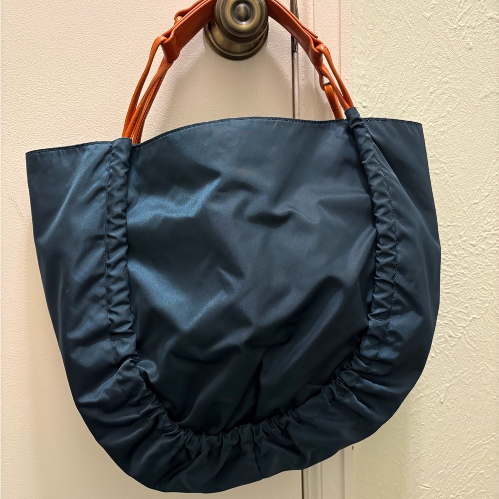 Brontibay Paris Navy and Orange vinyl tote